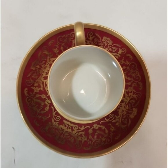 Eschenbach Bavaria Demitasse Espresso Tea Cup & Saucer 1940's Gothic Red & Gold - Picture 6 of 12
